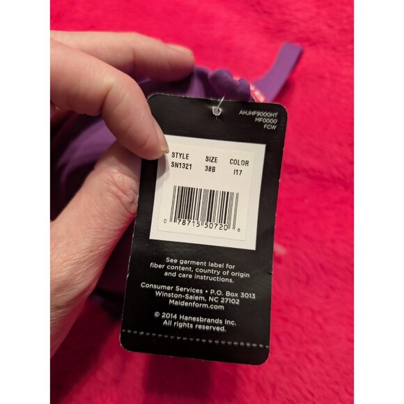 Maidenform Sweet Nothings Purple T-Shirt Bra Lace Trim Style SN1321 38B NWT - Picture 6 of 9